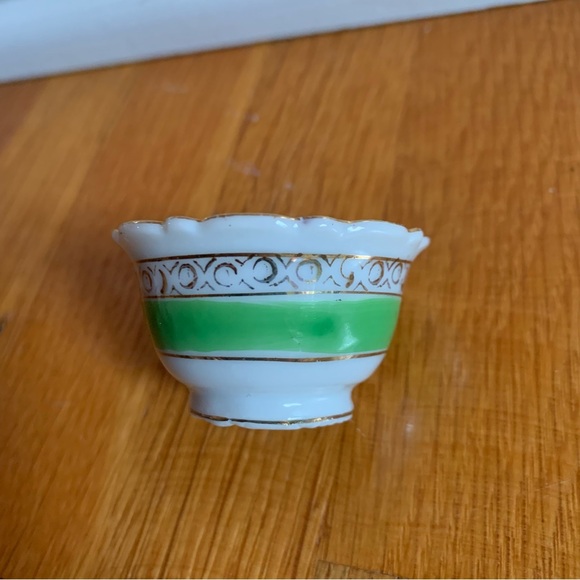 VTG Mini Teacup w/ Gold Filigree Lime Green Band Made in Occupied Japan Vintage - Picture 8 of 11